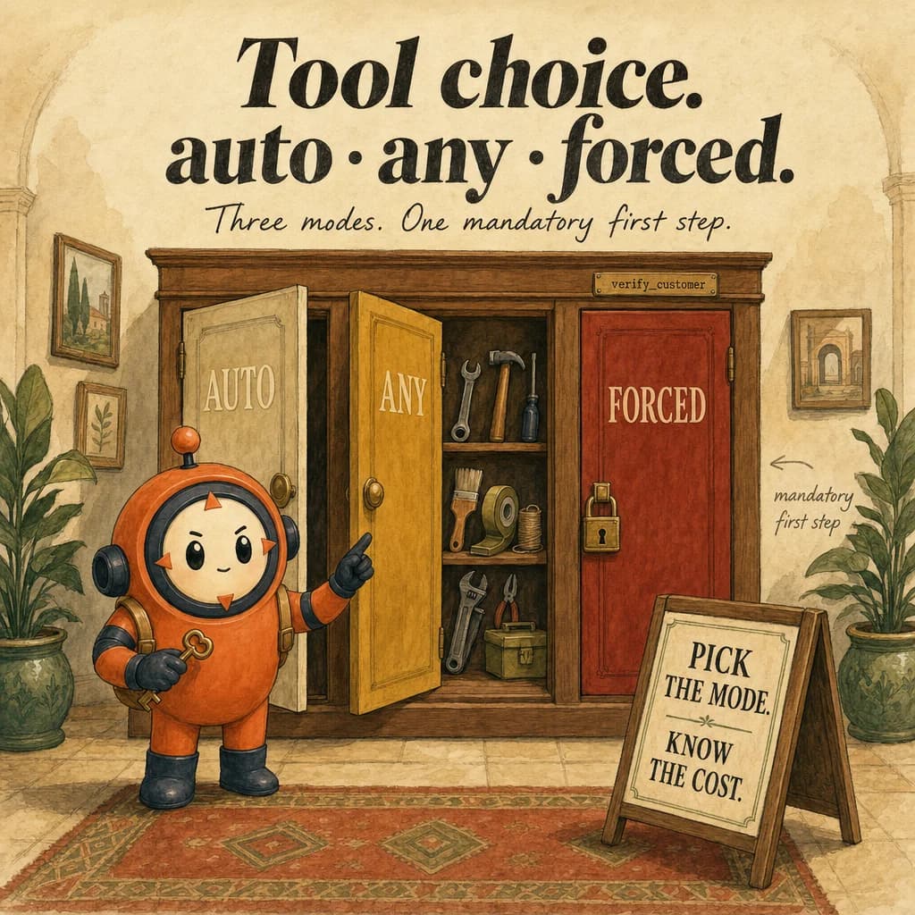Tool Choice, hero illustration featuring Loop mascot in a warm gallery scene.