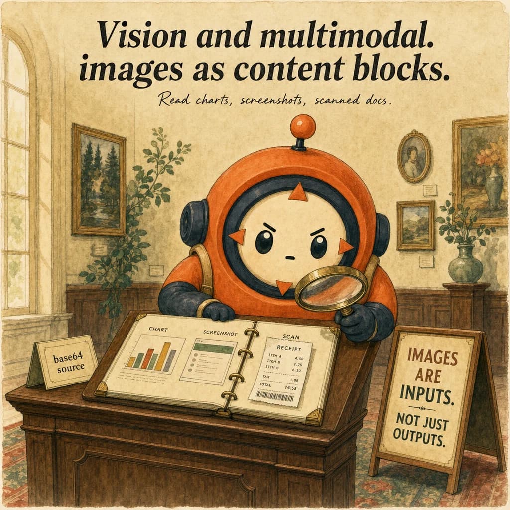 Vision & Multimodal, hero illustration featuring Loop mascot in a warm gallery scene.
