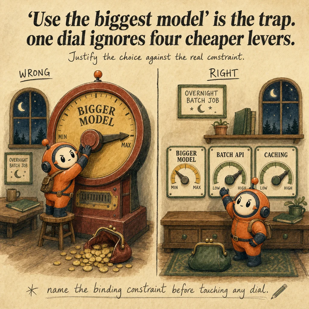 Accuracy-Latency-Cost Tradeoff Analysis exam trap, painterly cautionary scene featuring Loop mascot.