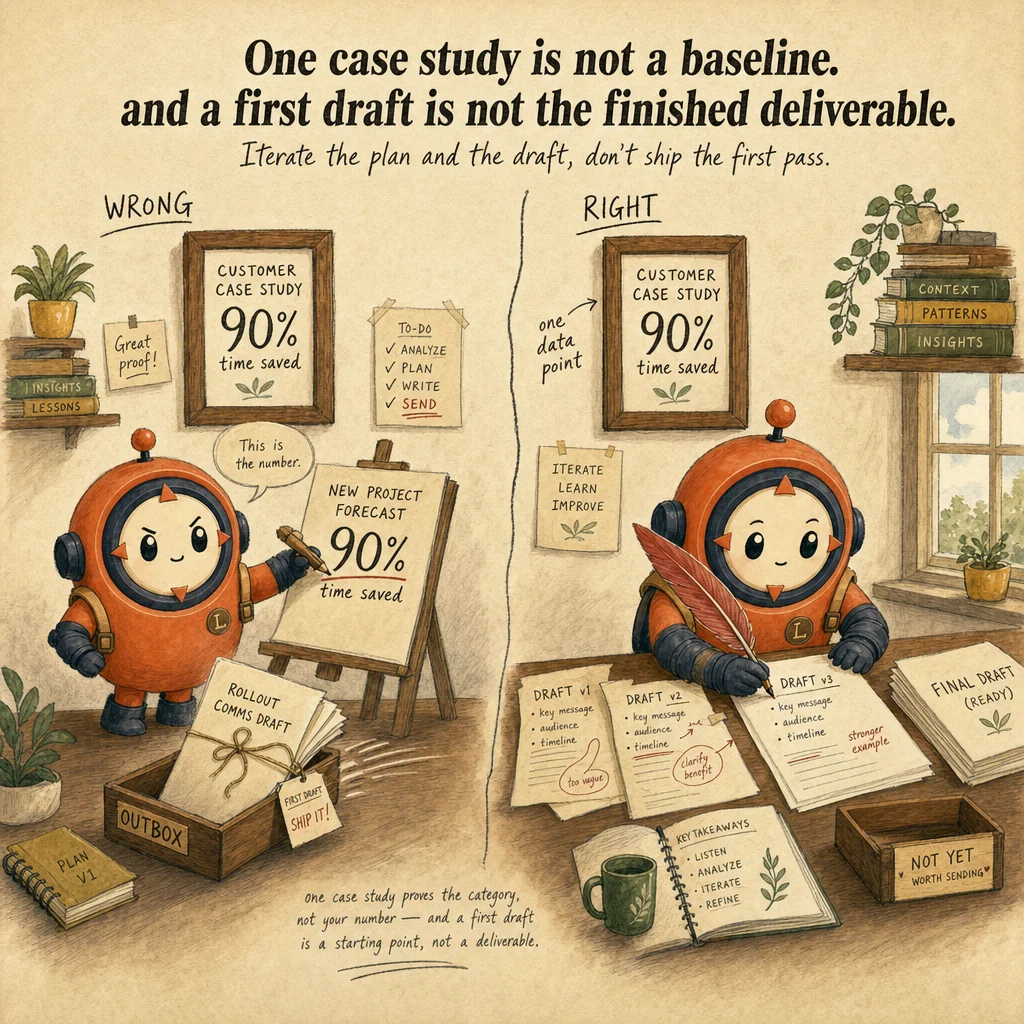 Using Claude for Research, Planning & Solution Development exam trap, painterly cautionary scene featuring Loop mascot.