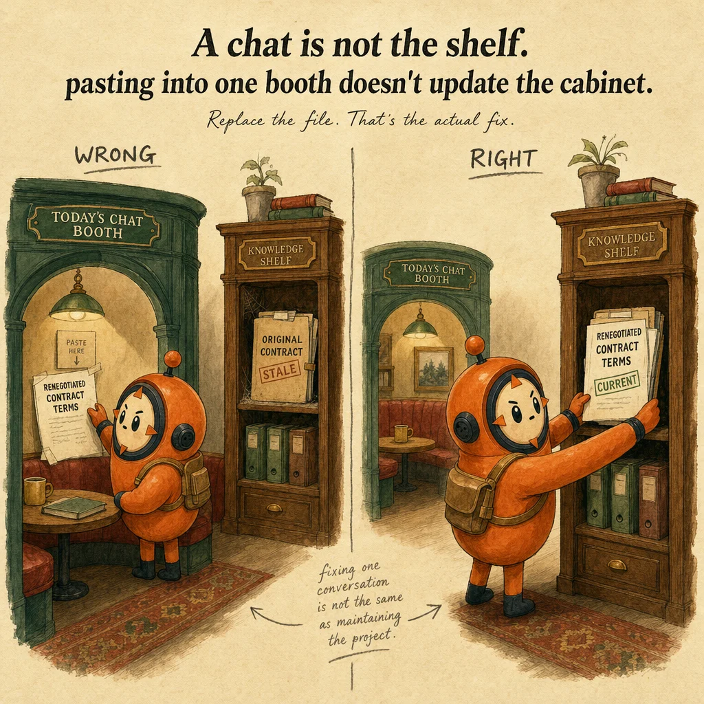 Configuring & Maintaining Claude Projects exam trap, painterly cautionary scene featuring Loop mascot.
