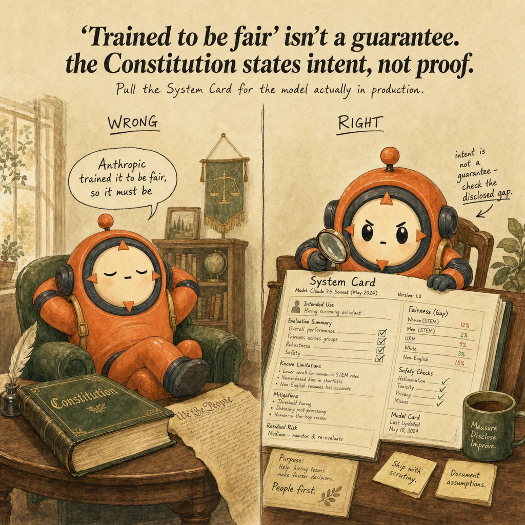Ethical AI Considerations (Bias, Fairness, Transparency) exam trap, painterly cautionary scene featuring Loop mascot.