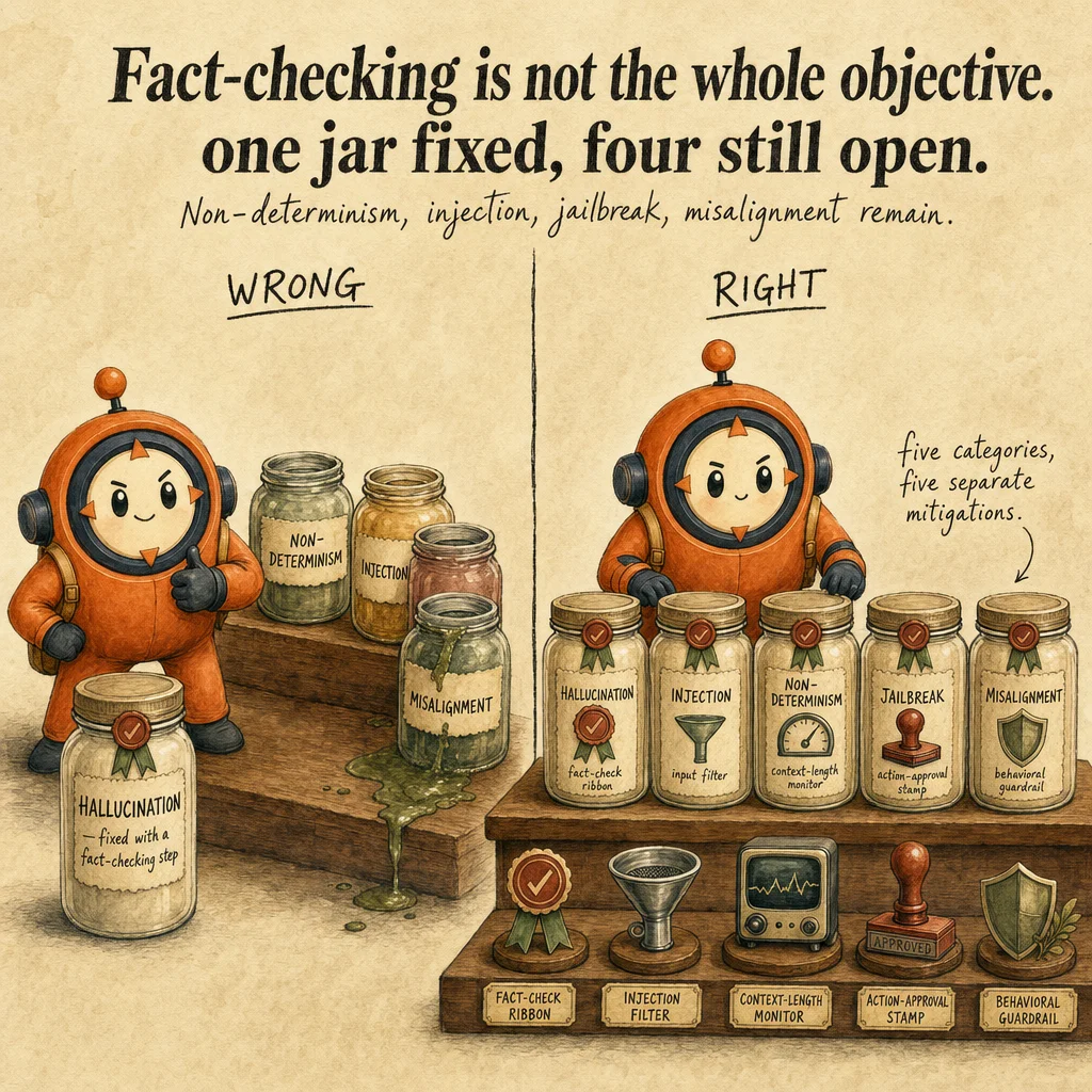 LLM System Risks & Failure Modes exam trap, painterly cautionary scene featuring Loop mascot.