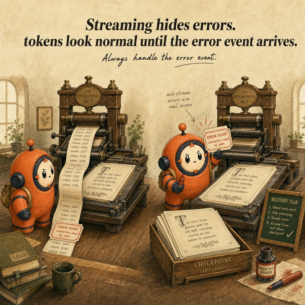 Streaming exam trap, painterly cautionary scene featuring Loop mascot.